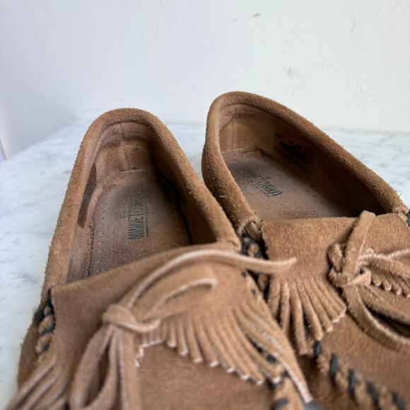 Minnetonka 407T Suede Fringe Moccasins Caramel Brown Women’s 8.5 - Picture 9 of 12